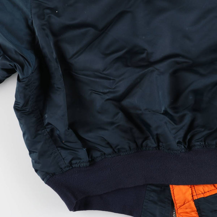 90'S civilian Alpha MA-1 style padded military flight jacket, made in the USA, men's size XL, vintage Nylon navy blue type Vintage Second Hand