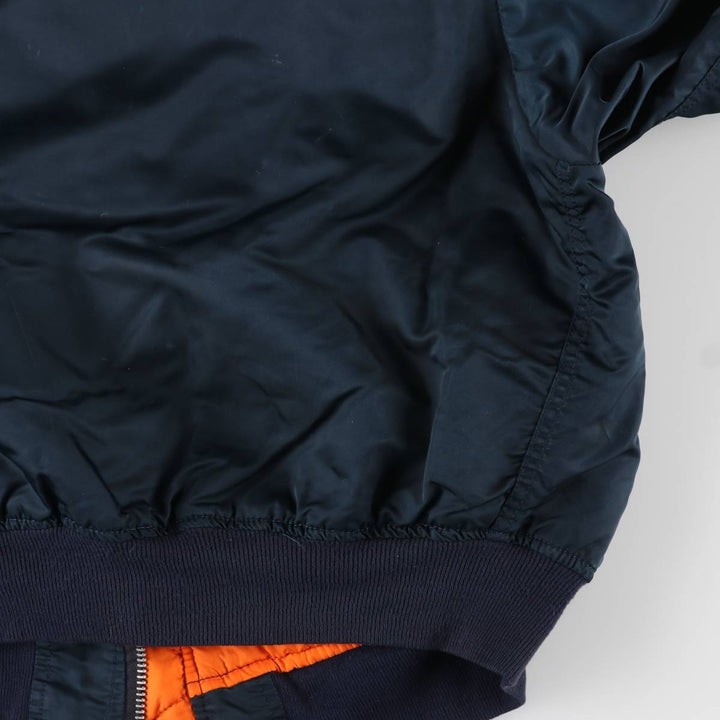 90'S civilian Alpha MA-1 style padded military flight jacket, made in the USA, men's size XL, vintage Nylon navy blue type Vintage Second Hand