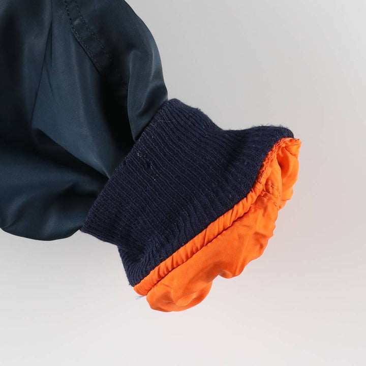 90'S civilian Alpha MA-1 style padded military flight jacket, made in the USA, men's size XL, vintage Nylon navy blue type Vintage Second Hand