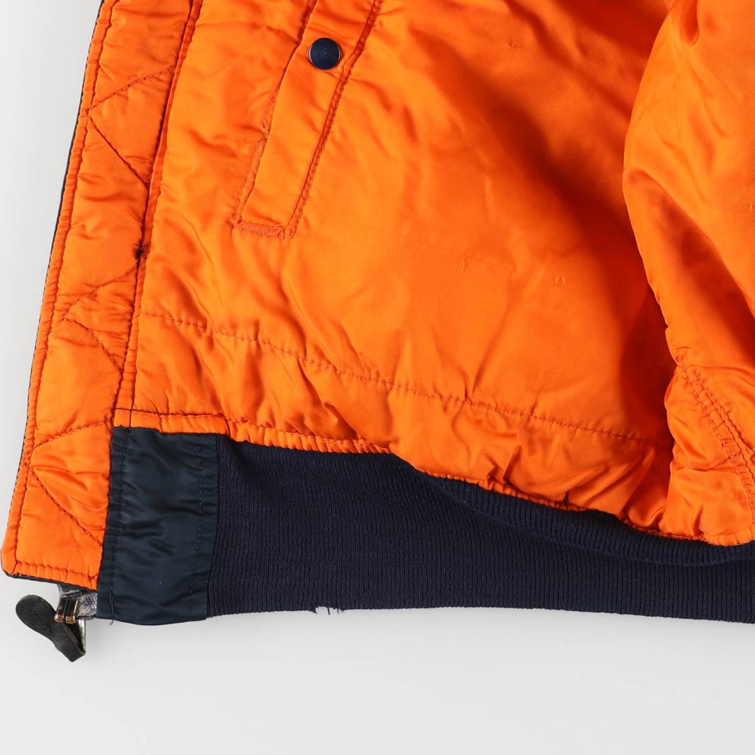 90'S civilian Alpha MA-1 style padded military flight jacket, made in the USA, men's size XL, vintage Nylon navy blue type Vintage Second Hand