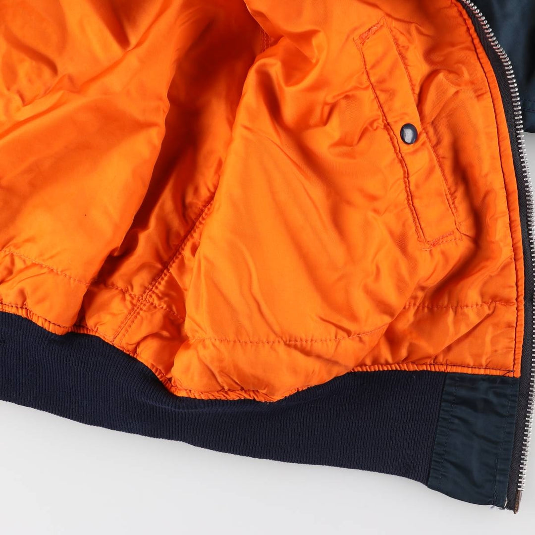 90'S civilian Alpha MA-1 style padded military flight jacket, made in the USA, men's size XL, vintage Nylon navy blue type Vintage Second Hand