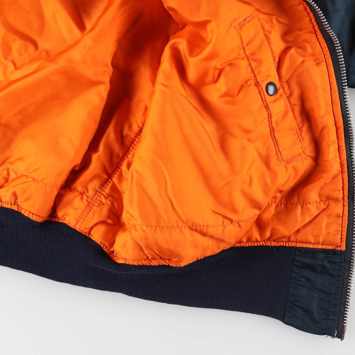 90'S civilian Alpha MA-1 style padded military flight jacket, made in the USA, men's size XL, vintage Nylon navy blue type Vintage Second Hand