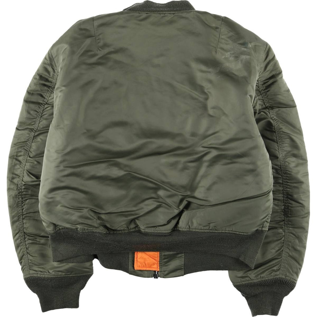 90'S civilian Alpha MA-1 style padded military flight jacket, men's size L, vintage Nylon Khaki type Vintage Second Hand