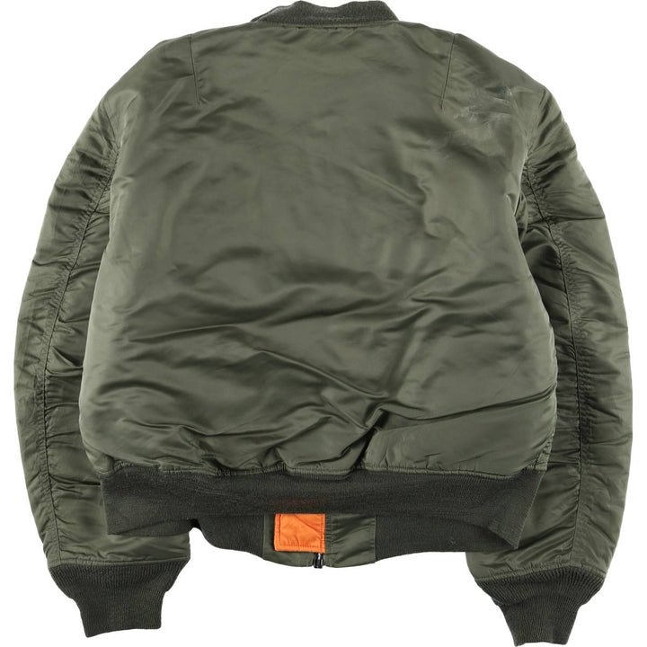 90'S civilian Alpha MA-1 style padded military flight jacket, men's size L, vintage Nylon Khaki type Vintage Second Hand