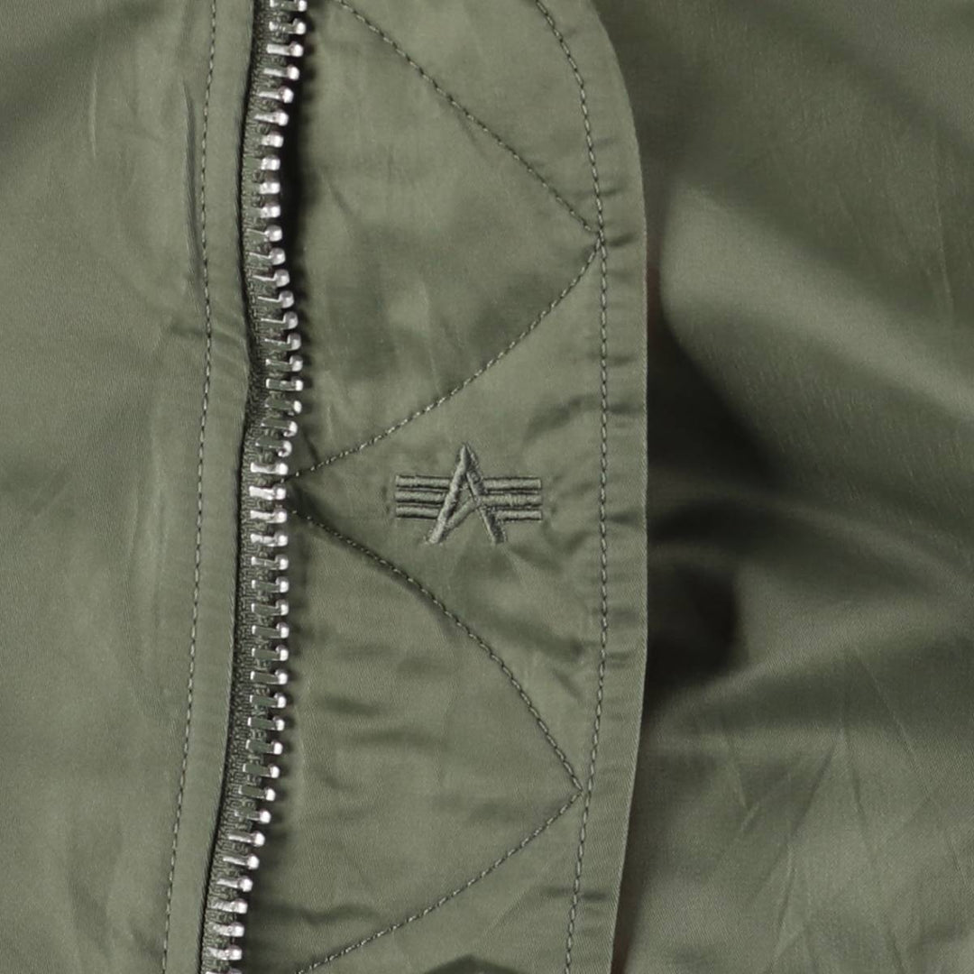 90'S civilian Alpha MA-1 style padded military flight jacket, men's size L, vintage Nylon Khaki type Vintage Second Hand