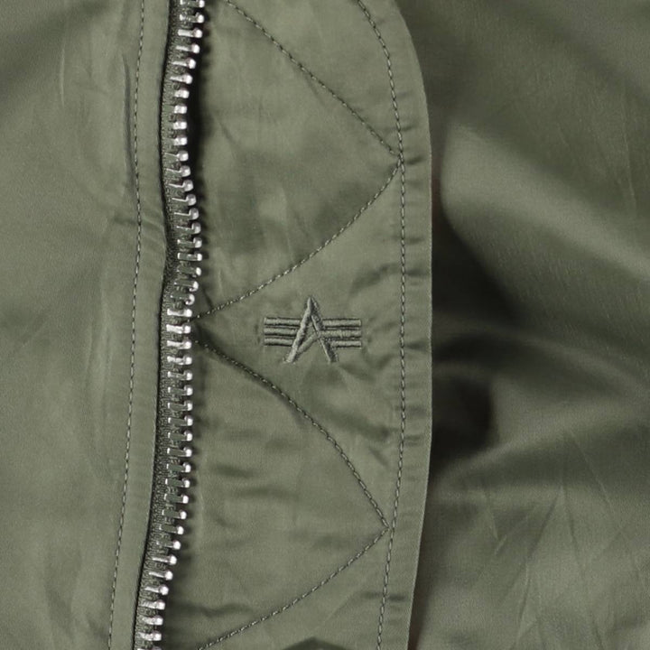 90'S civilian Alpha MA-1 style padded military flight jacket, men's size L, vintage Nylon Khaki type Vintage Second Hand
