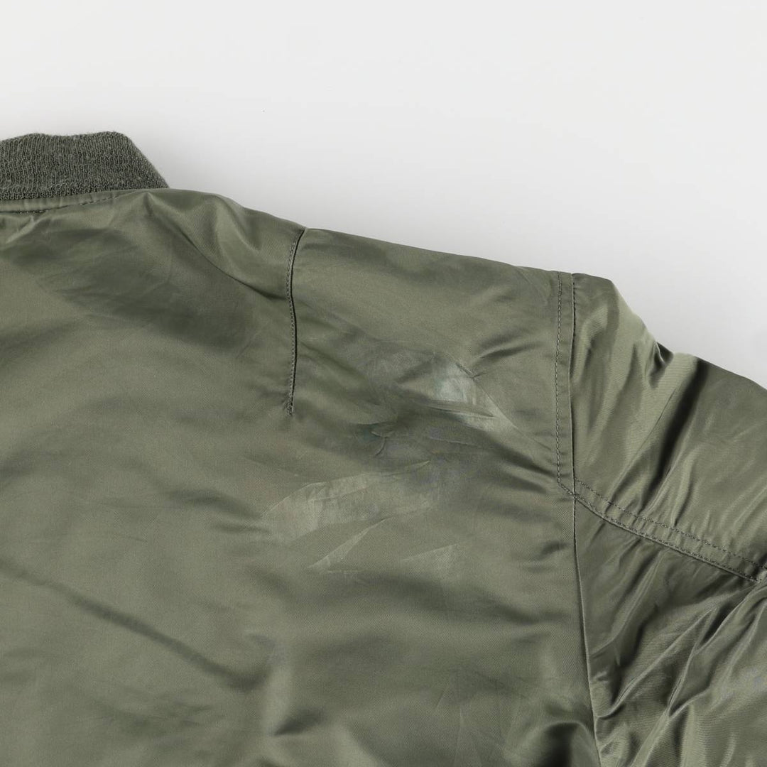90'S civilian Alpha MA-1 style padded military flight jacket, men's size L, vintage Nylon Khaki type Vintage Second Hand