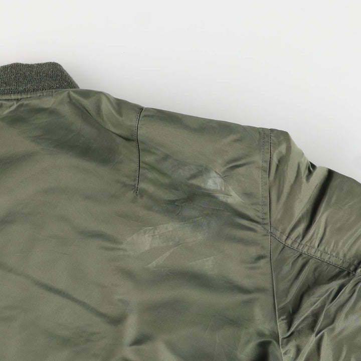 90'S civilian Alpha MA-1 style padded military flight jacket, men's size L, vintage Nylon Khaki type Vintage Second Hand
