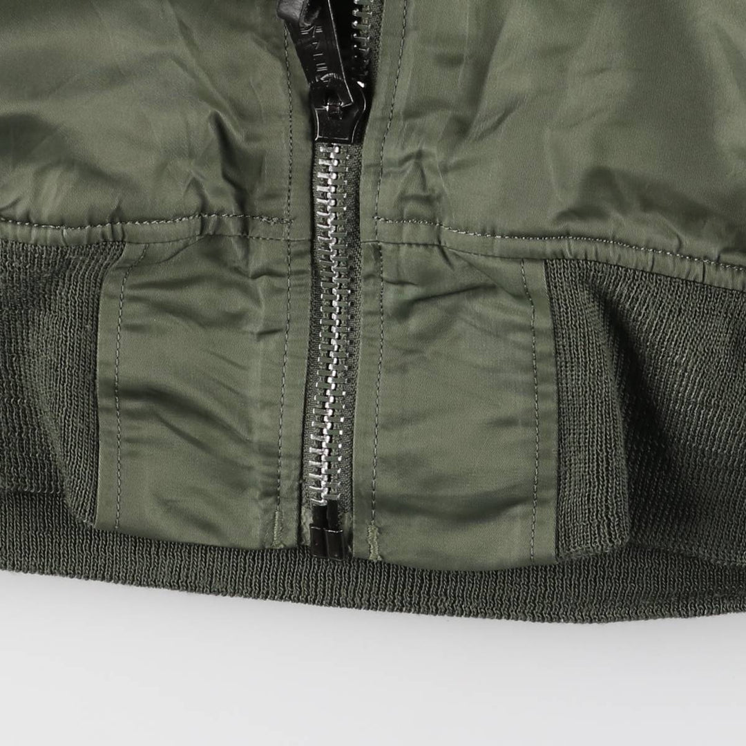 90'S civilian Alpha MA-1 style padded military flight jacket, men's size L, vintage Nylon Khaki type Vintage Second Hand