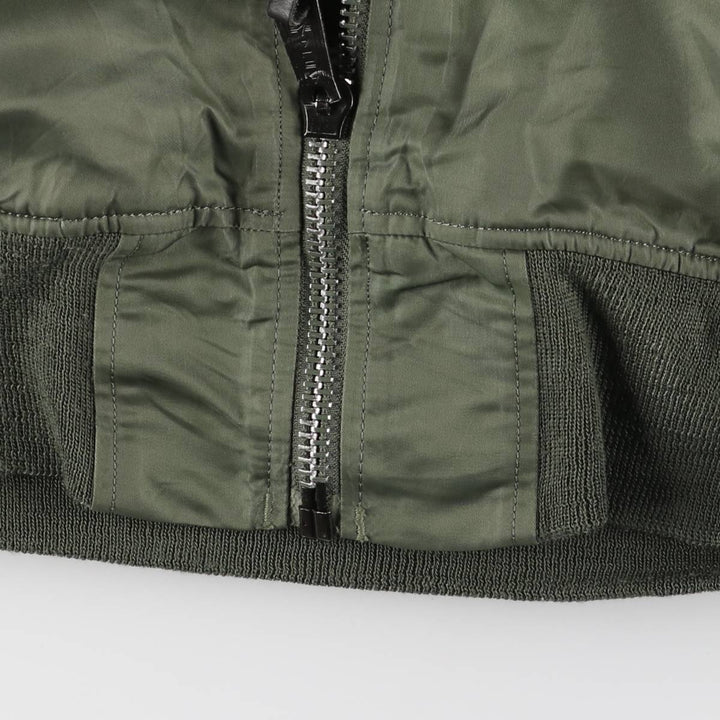 90'S civilian Alpha MA-1 style padded military flight jacket, men's size L, vintage Nylon Khaki type Vintage Second Hand