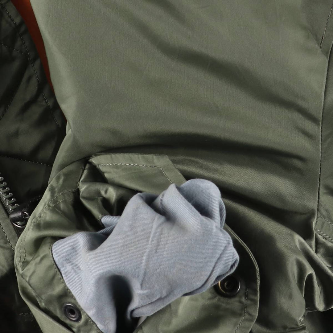 90'S civilian Alpha MA-1 style padded military flight jacket, men's size L, vintage Nylon Khaki type Vintage Second Hand