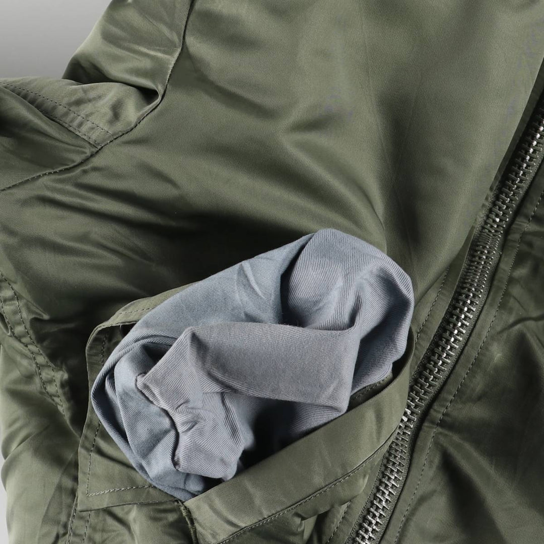 90'S civilian Alpha MA-1 style padded military flight jacket, men's size L, vintage Nylon Khaki type Vintage Second Hand