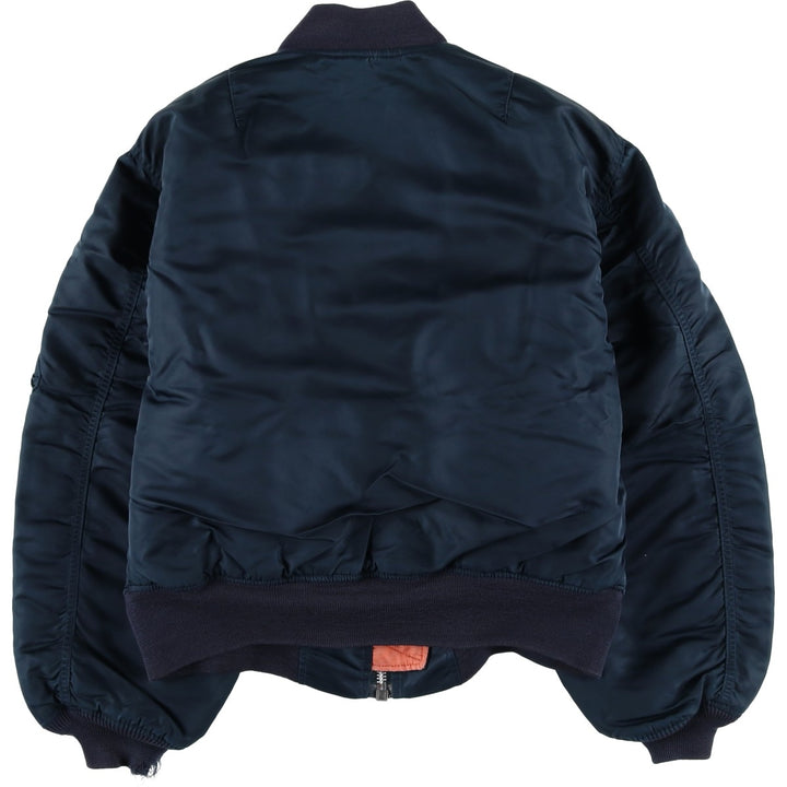 Civilian SCHOTT MA-1 style padded military flight jacket, men's size M Nylon navy blue type Vintage Second Hand