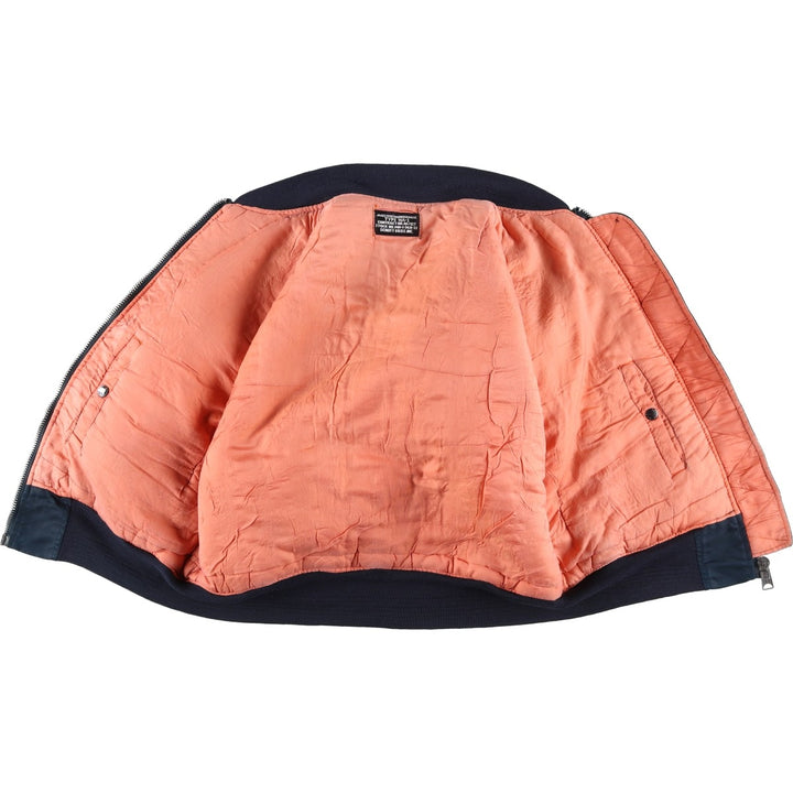 Civilian SCHOTT MA-1 style padded military flight jacket, men's size M Nylon navy blue type Vintage Second Hand