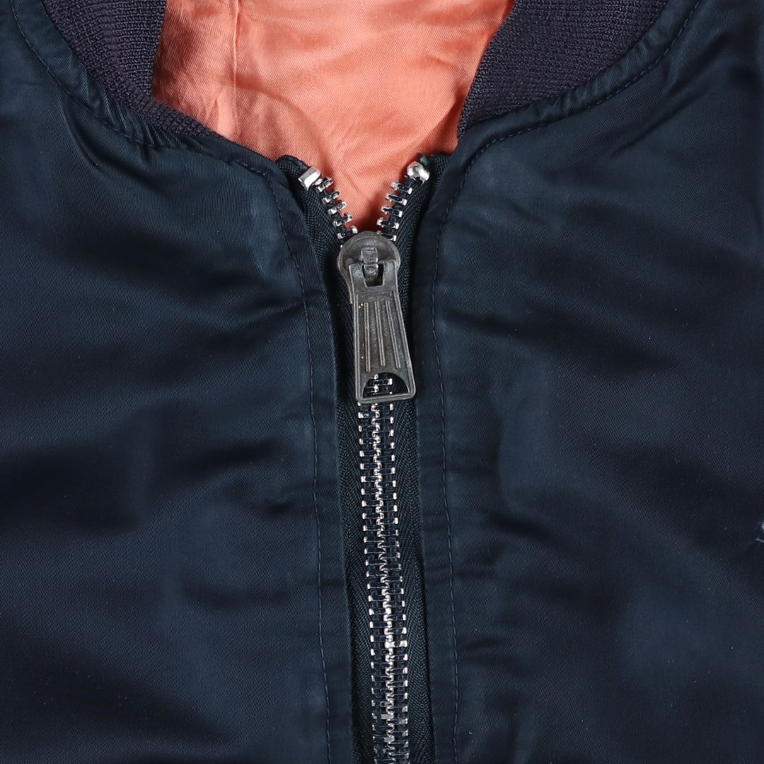 Civilian SCHOTT MA-1 style padded military flight jacket, men's size M Nylon navy blue type Vintage Second Hand