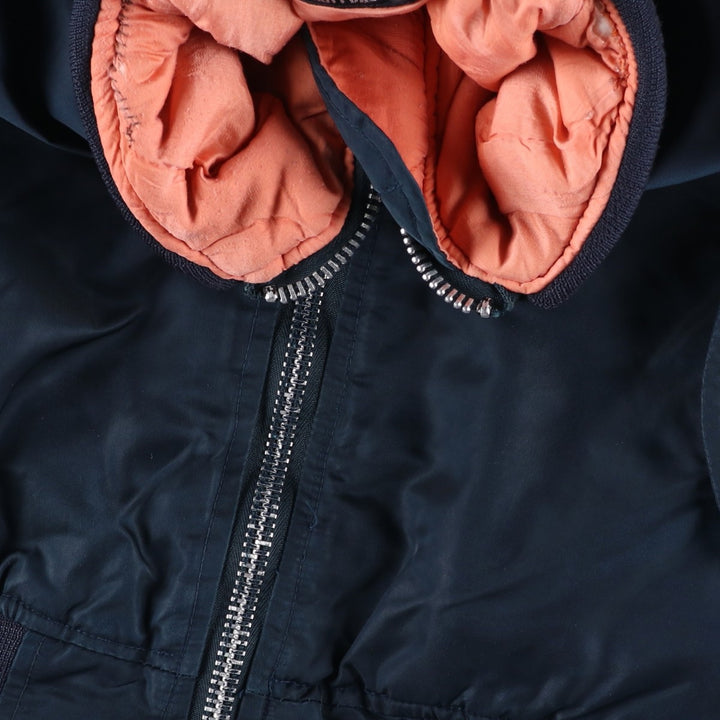 Civilian SCHOTT MA-1 style padded military flight jacket, men's size M Nylon navy blue type Vintage Second Hand