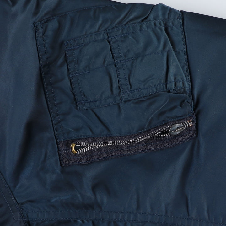 Civilian SCHOTT MA-1 style padded military flight jacket, men's size M Nylon navy blue type Vintage Second Hand