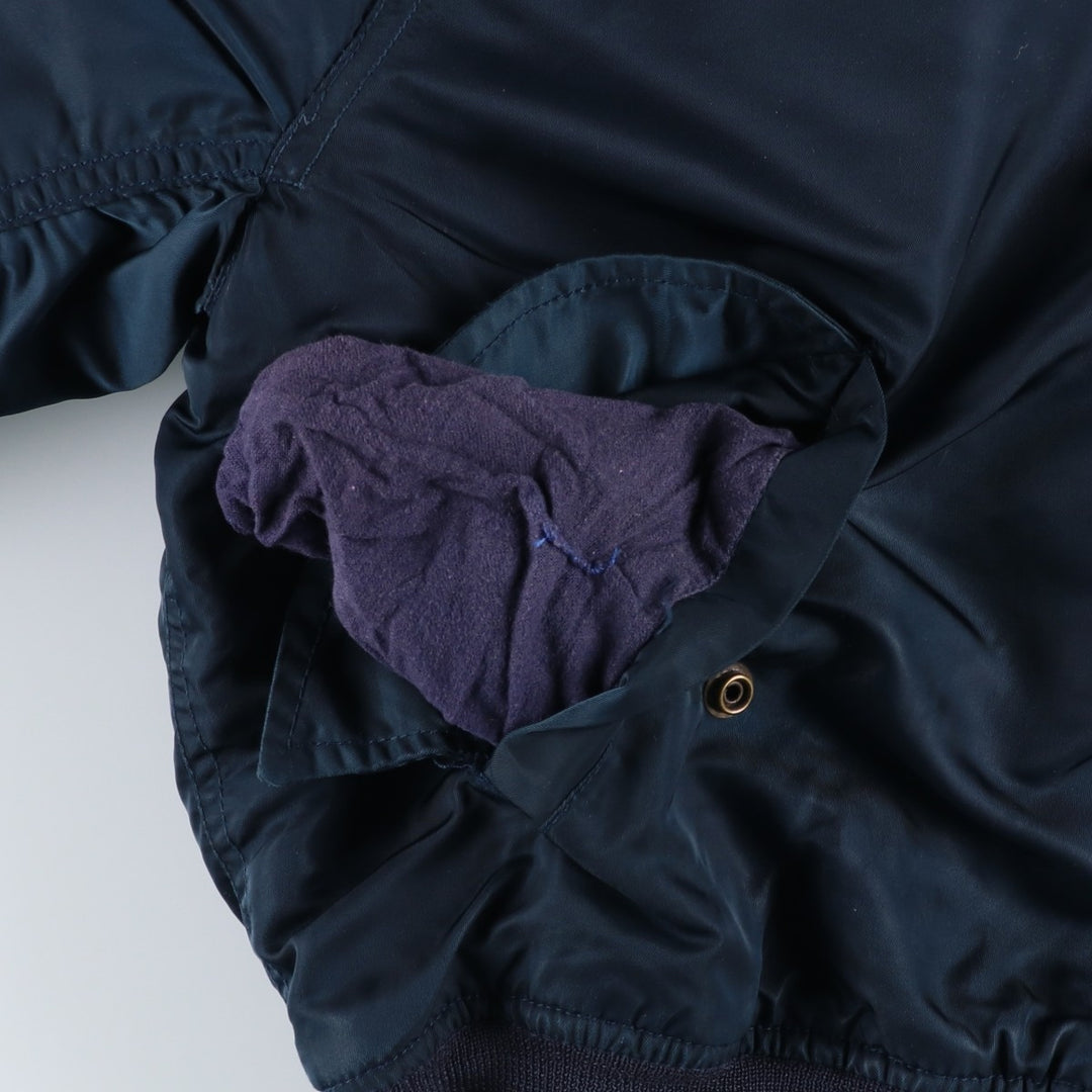 Civilian SCHOTT MA-1 style padded military flight jacket, men's size M Nylon navy blue type Vintage Second Hand