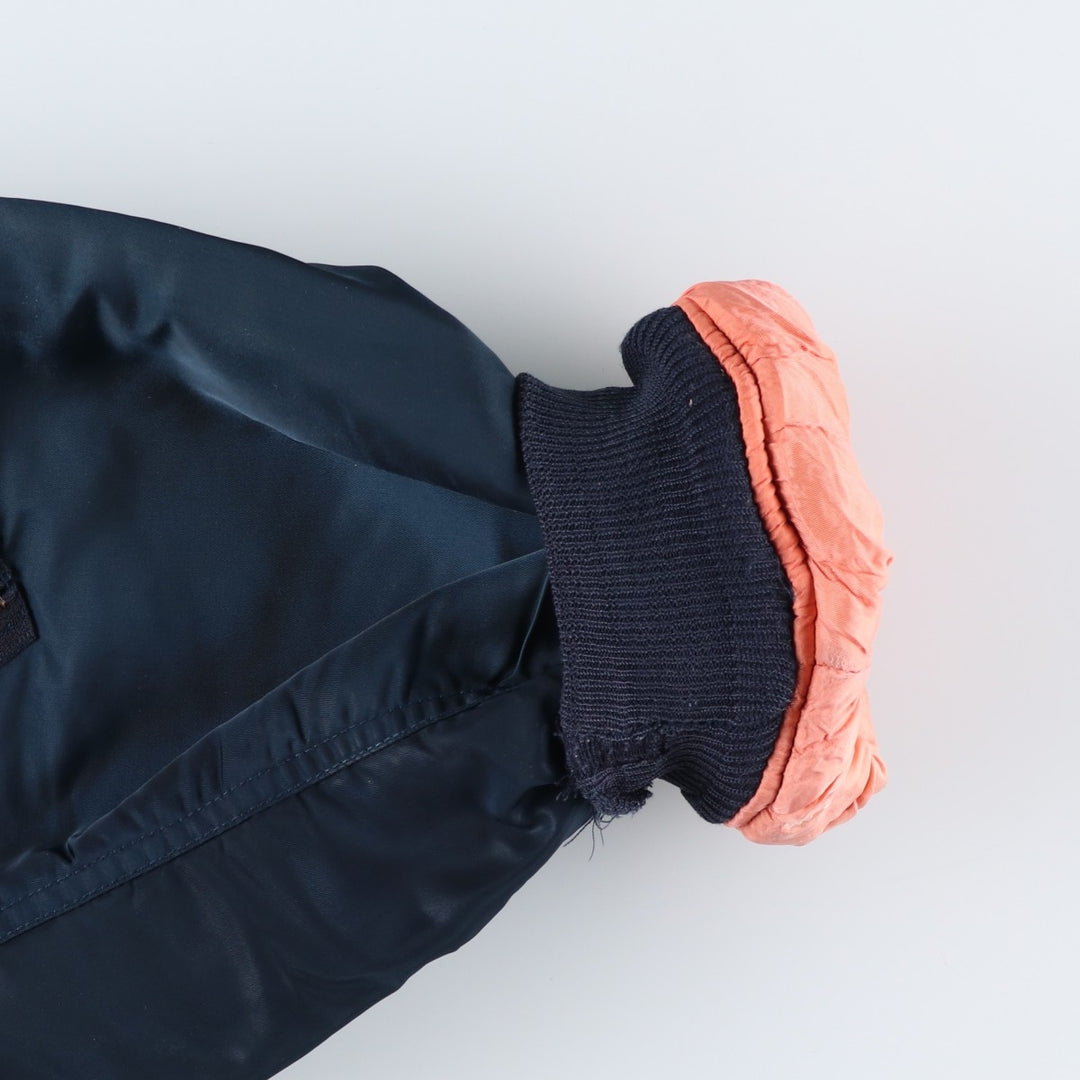 Civilian SCHOTT MA-1 style padded military flight jacket, men's size M Nylon navy blue type Vintage Second Hand