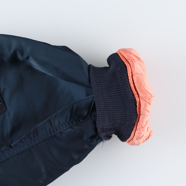 Civilian SCHOTT MA-1 style padded military flight jacket, men's size M Nylon navy blue type Vintage Second Hand