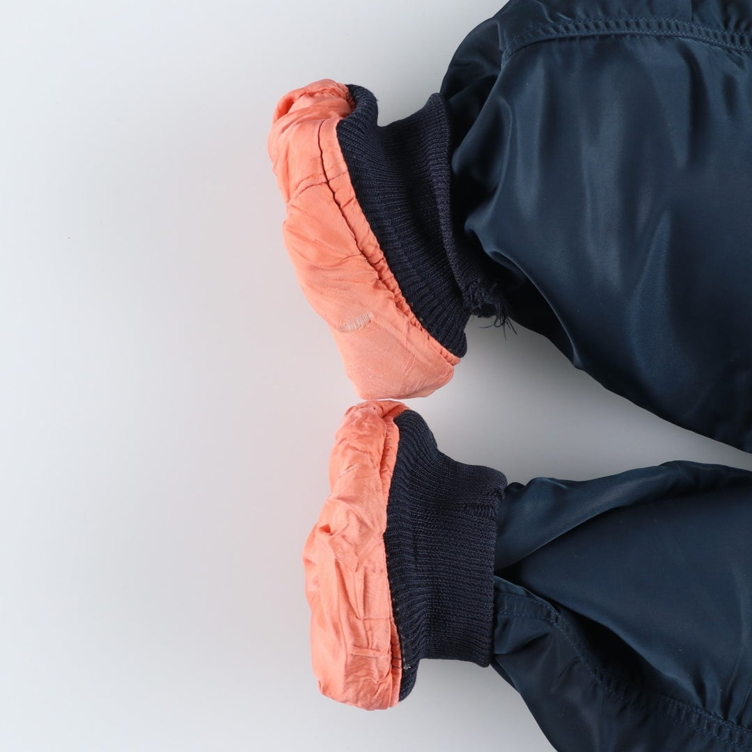 Civilian SCHOTT MA-1 style padded military flight jacket, men's size M Nylon navy blue type Vintage Second Hand