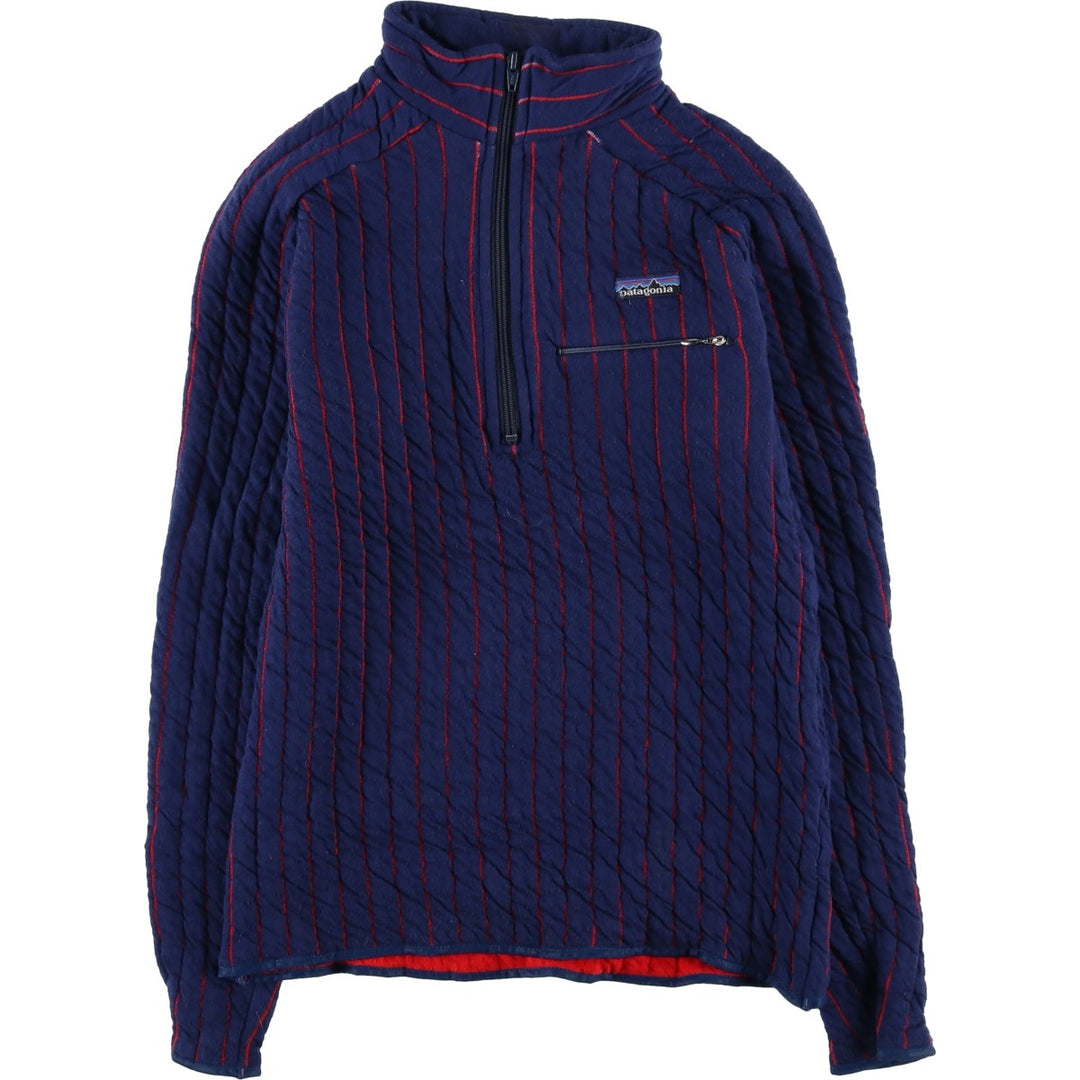 Vintage 1980'S Patagonia Stripe Pattern Padded Half-Zip Sweatshirt, Women's Size Medium others navy blue type Vintage Second Hand