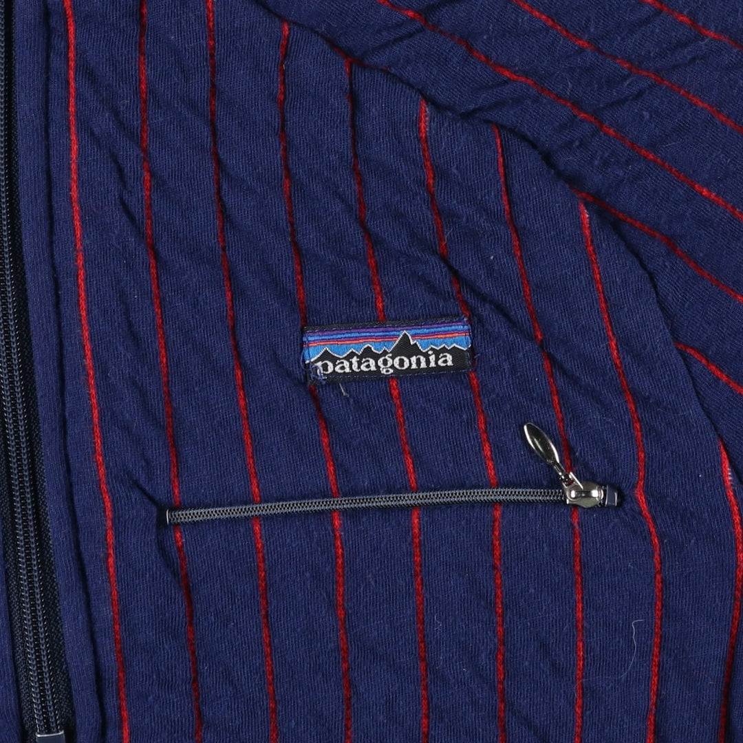 Vintage 1980'S Patagonia Stripe Pattern Padded Half-Zip Sweatshirt, Women's Size Medium others navy blue type Vintage Second Hand