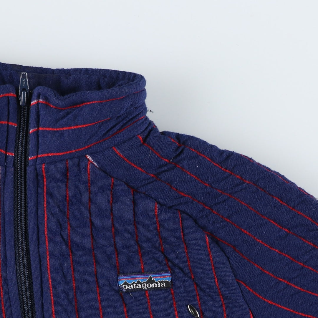 Vintage 1980'S Patagonia Stripe Pattern Padded Half-Zip Sweatshirt, Women's Size Medium others navy blue type Vintage Second Hand