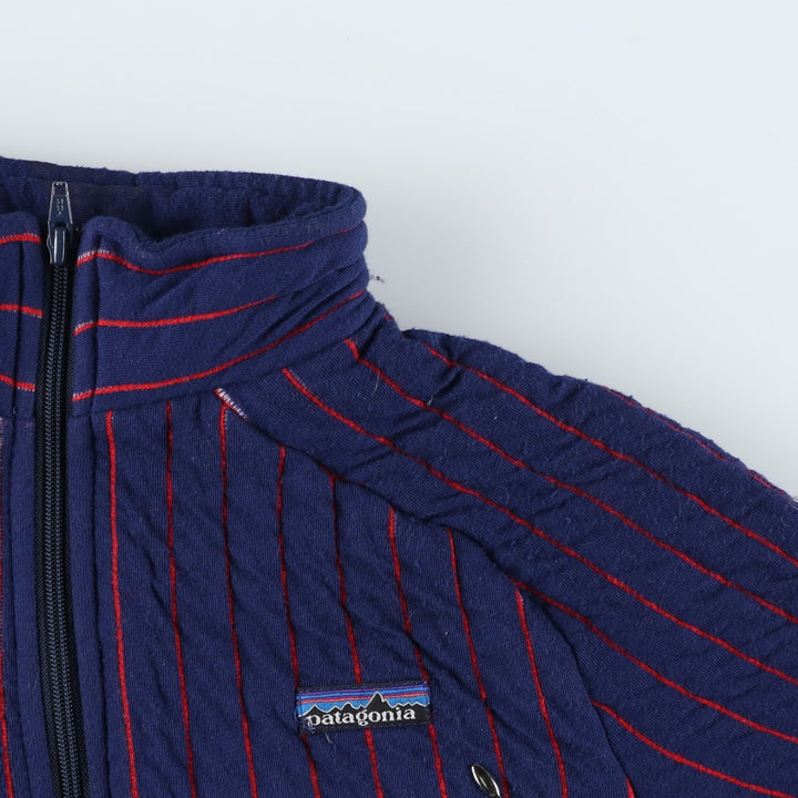 Vintage 1980'S Patagonia Stripe Pattern Padded Half-Zip Sweatshirt, Women's Size Medium others navy blue type Vintage Second Hand