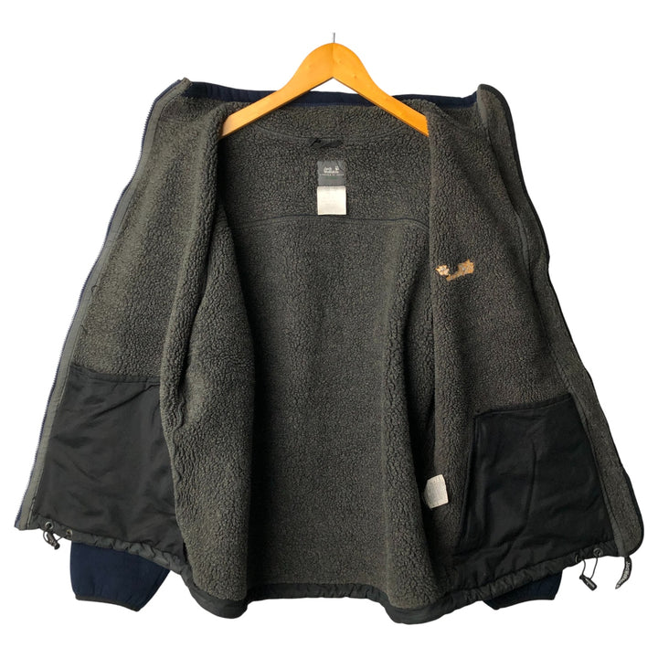 2000'S Jack Wolfskin Wind Stopper Fleece Jacket, Men's Size L polyester navy blue type Vintage Second Hand