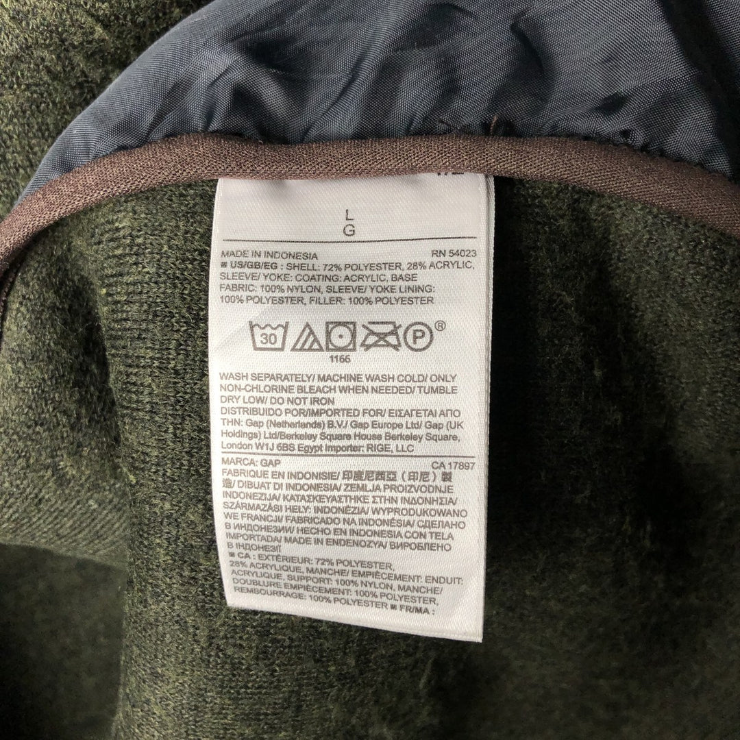 GAP Nylon and Fleece Jacket, Men's Size L polyester dark green Vintage Second Hand