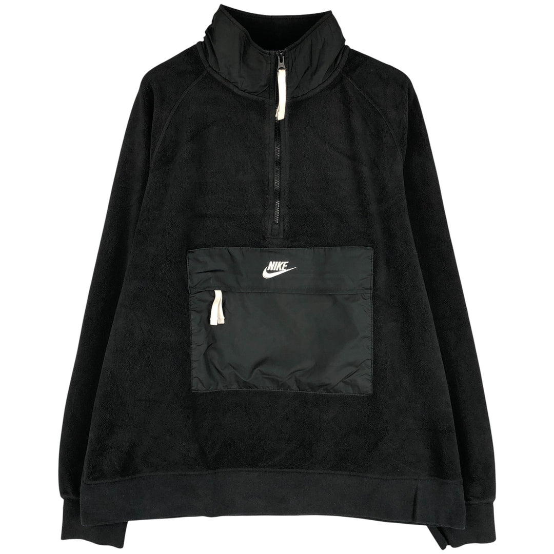 Nike Half-Zip Fleece Pullover, Men's Size L polyester black type Vintage Second Hand