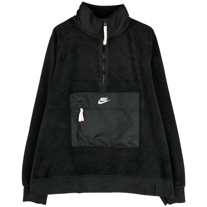 Nike Half-Zip Fleece Pullover, Men's Size L polyester black type Vintage Second Hand