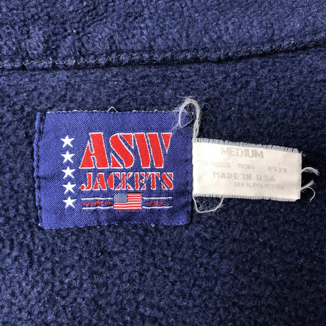 ASW JACKETS Fleece Jacket, Made in USA, Men's Size M polyester navy blue type Vintage Second Hand
