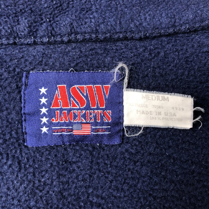 ASW JACKETS Fleece Jacket, Made in USA, Men's Size M polyester navy blue type Vintage Second Hand