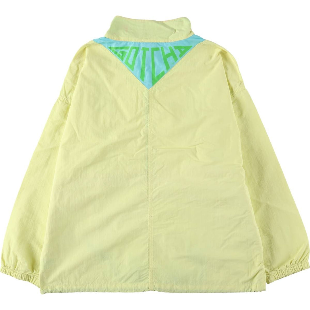 GOTCHA Half-Zip Nylon Pullover, Men's Size Medium Nylon yellow type Vintage Second Hand