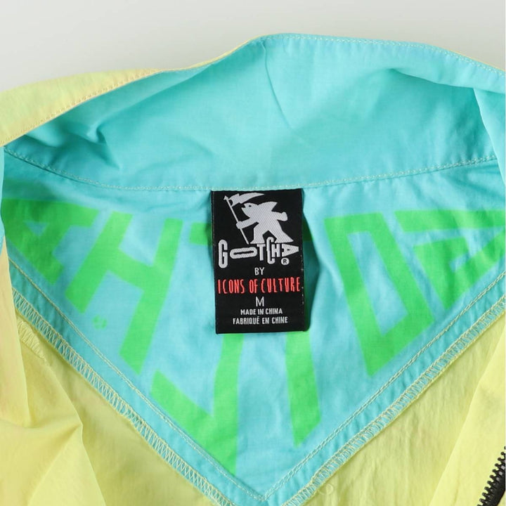 GOTCHA Half-Zip Nylon Pullover, Men's Size Medium Nylon yellow type Vintage Second Hand