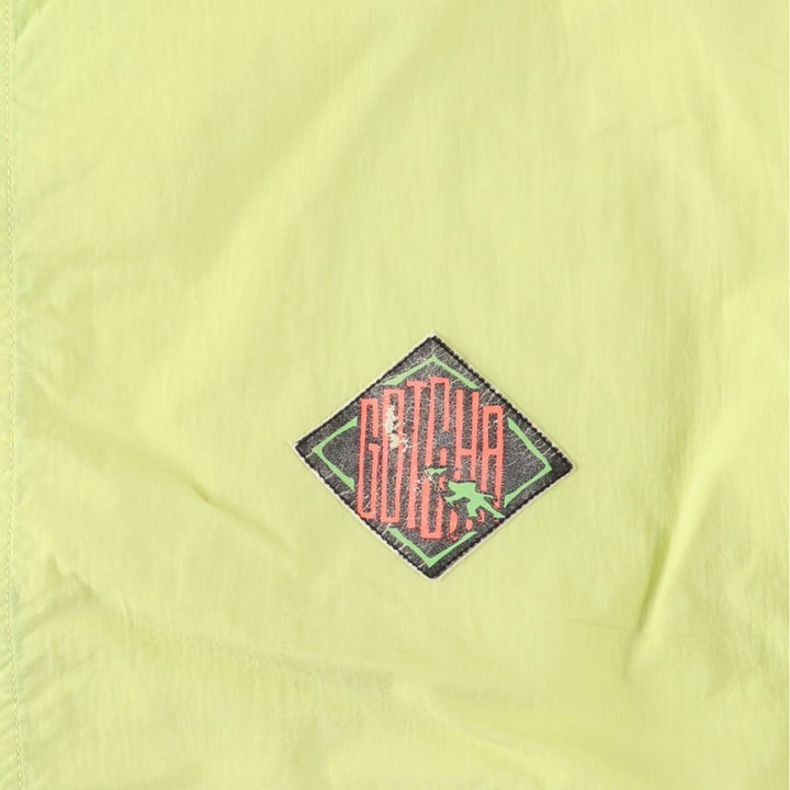 GOTCHA Half-Zip Nylon Pullover, Men's Size Medium Nylon yellow type Vintage Second Hand