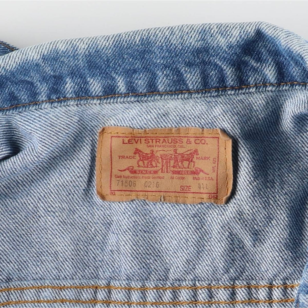 90'S Levi's 71506-0216 Denim Jacket, Made in USA, Men's Size L, Vintage cotton blue type Vintage Second Hand