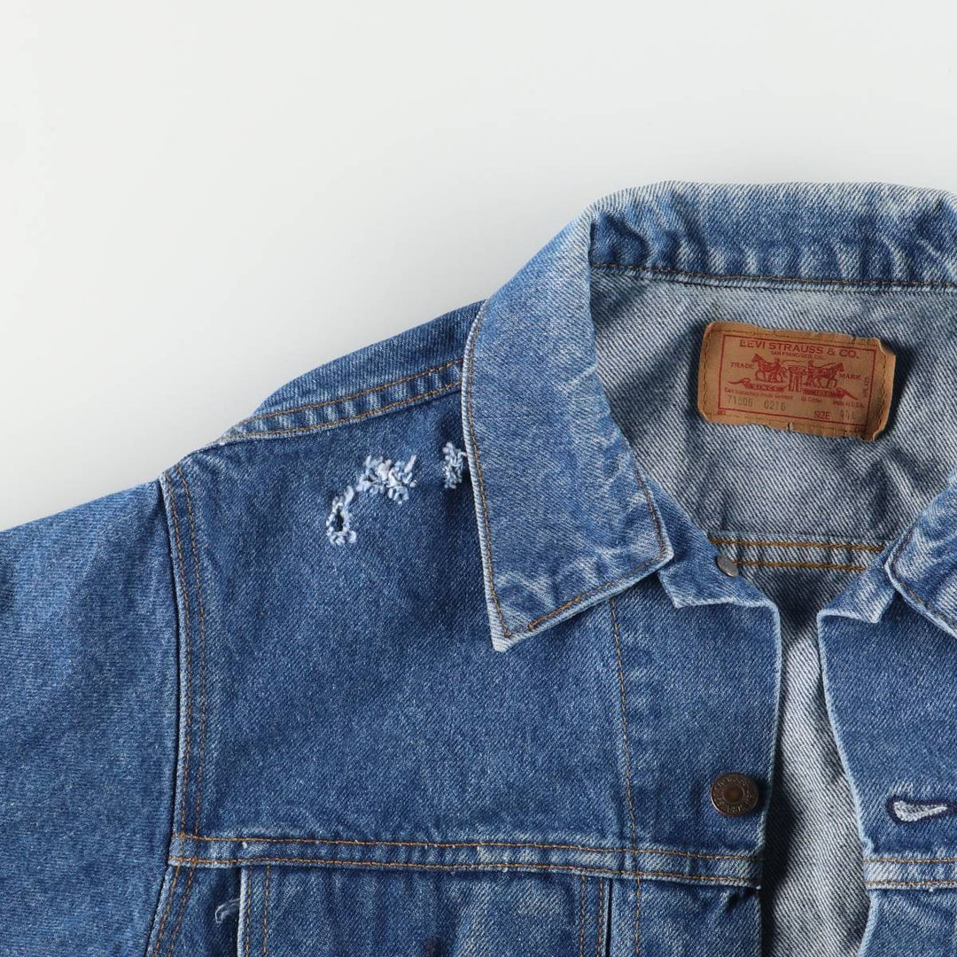 90'S Levi's 71506-0216 Denim Jacket, Made in USA, Men's Size L, Vintage cotton blue type Vintage Second Hand