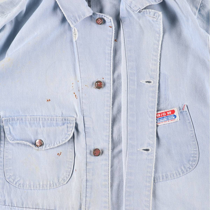 Vintage 1980'S Big B Brotherhood denim coverall, made in Canada, size L, men's unclear Blue type light blue Vintage Second Hand