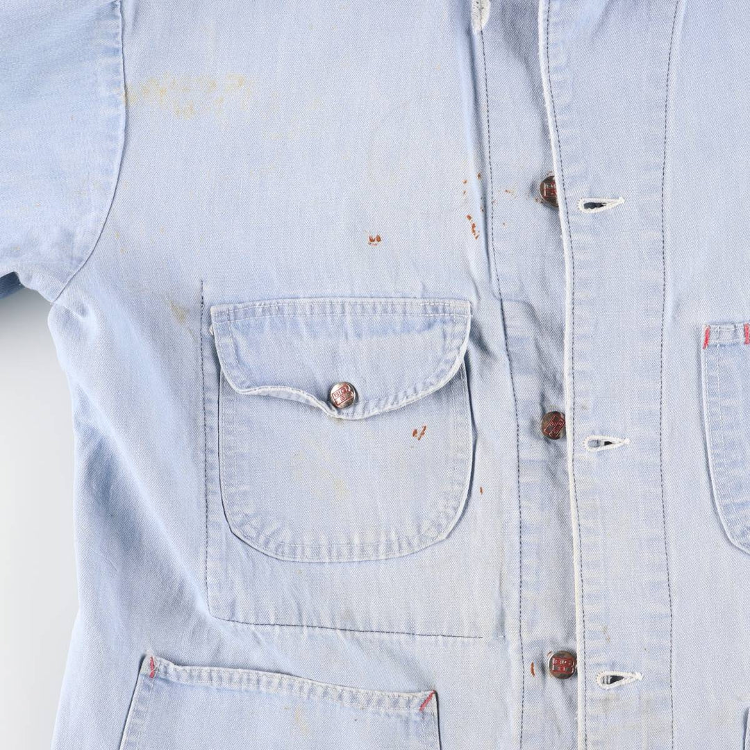 Vintage 1980'S Big B Brotherhood denim coverall, made in Canada, size L, men's unclear Blue type light blue Vintage Second Hand