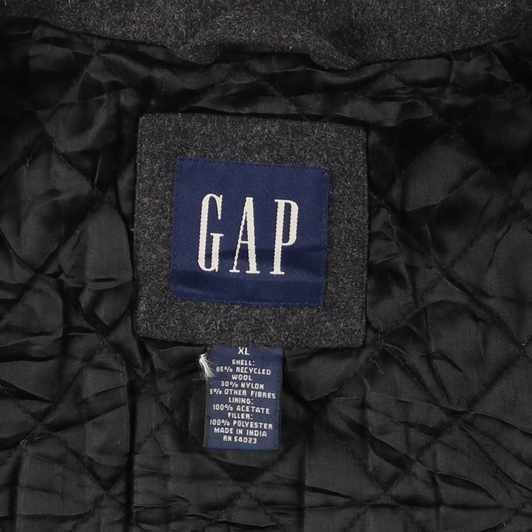 90'S GAP Vintage Padded Wool Sports Jacket, Men's XL Recycled wool Charcoal Vintage Second Hand