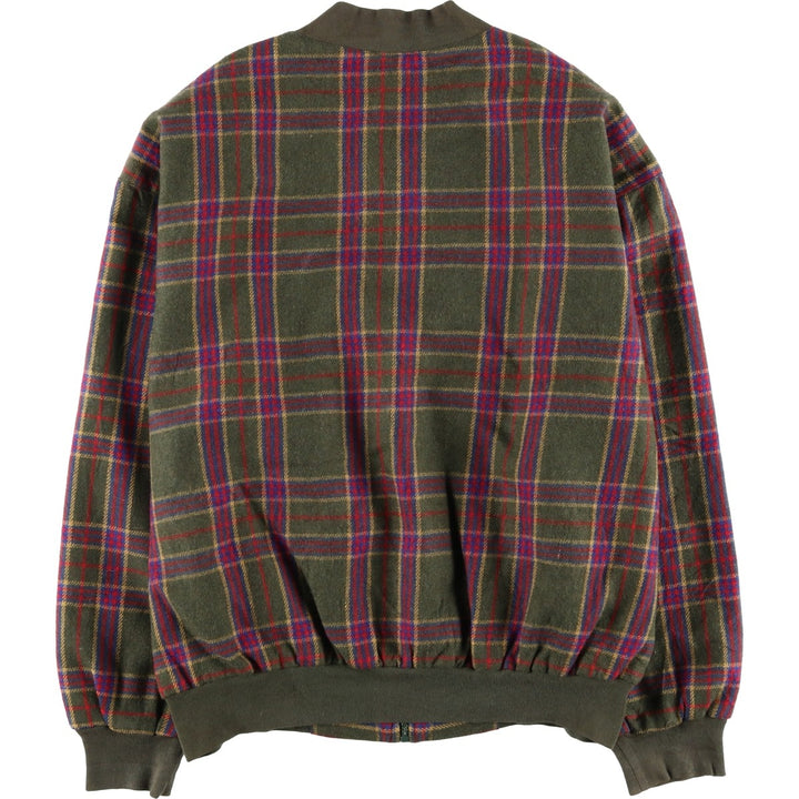 ADOLFO Check Pattern Wool Blouson, Men's Size Medium, Vintage wool Khaki type Vintage Second Hand