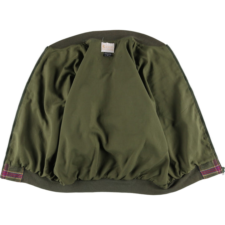 ADOLFO Check Pattern Wool Blouson, Men's Size Medium, Vintage wool Khaki type Vintage Second Hand