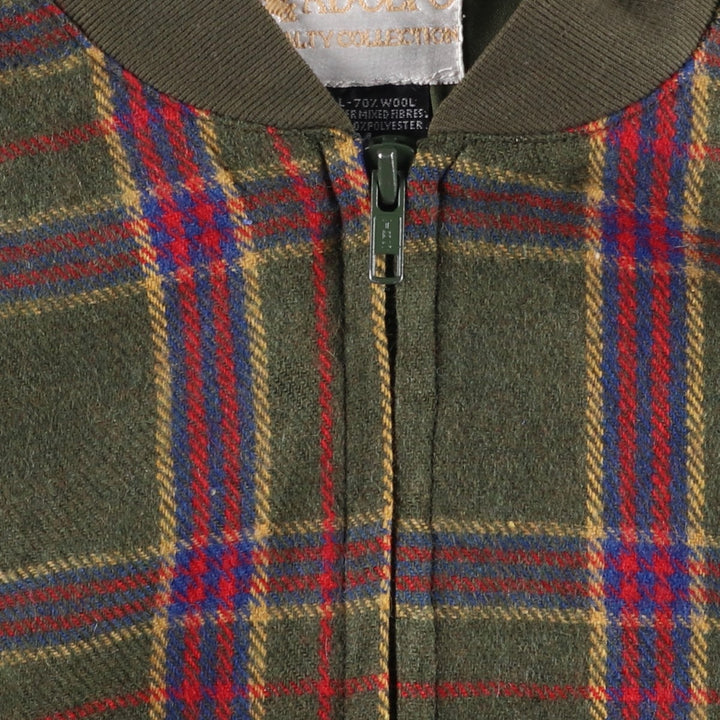ADOLFO Check Pattern Wool Blouson, Men's Size Medium, Vintage wool Khaki type Vintage Second Hand