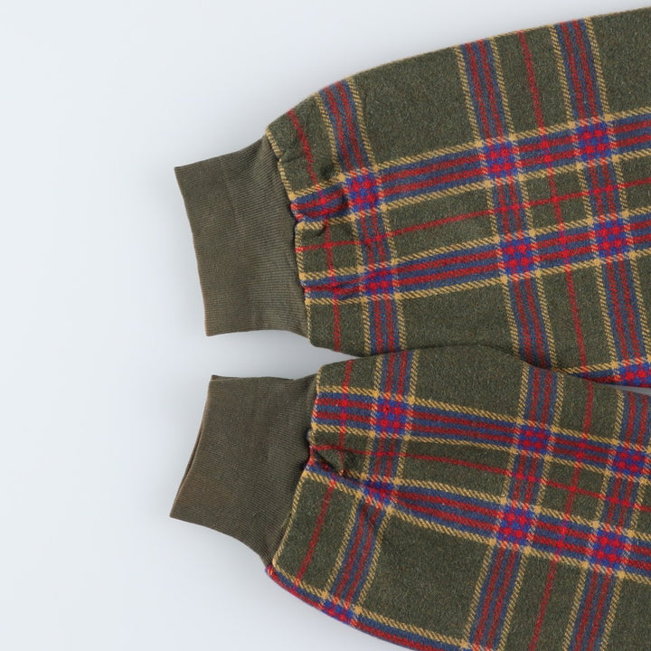 ADOLFO Check Pattern Wool Blouson, Men's Size Medium, Vintage wool Khaki type Vintage Second Hand