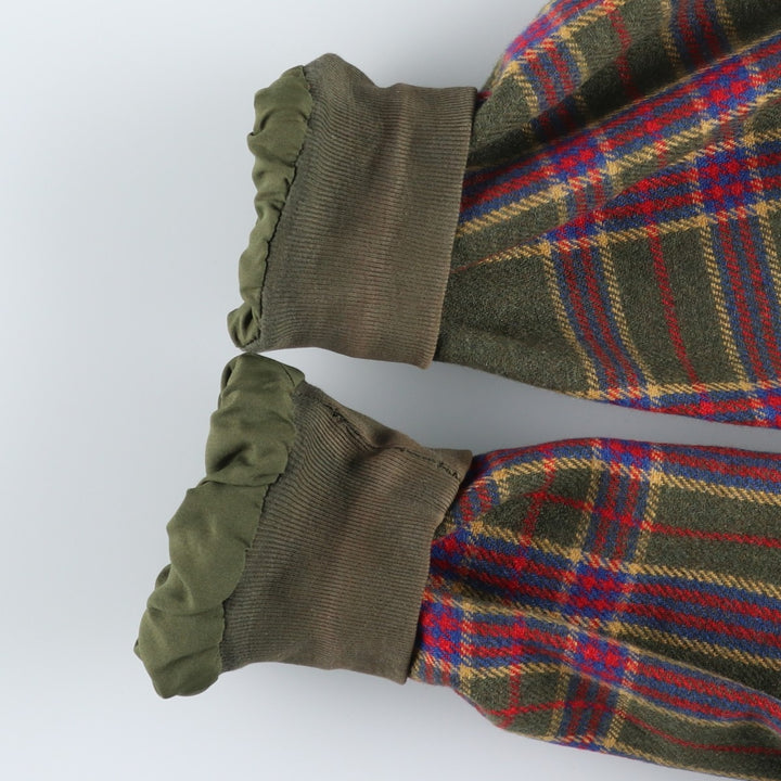 ADOLFO Check Pattern Wool Blouson, Men's Size Medium, Vintage wool Khaki type Vintage Second Hand