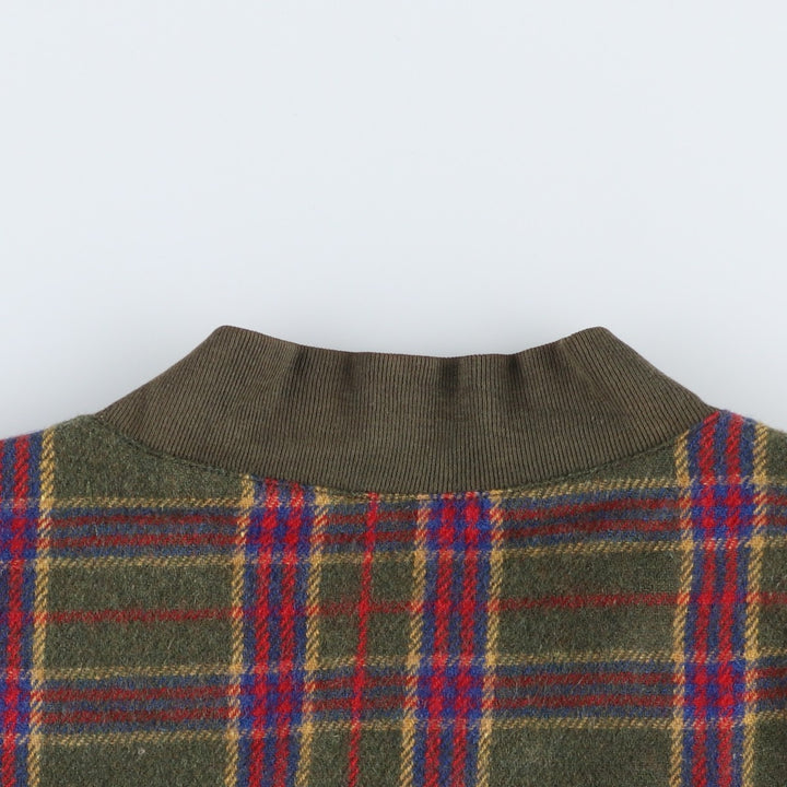 ADOLFO Check Pattern Wool Blouson, Men's Size Medium, Vintage wool Khaki type Vintage Second Hand