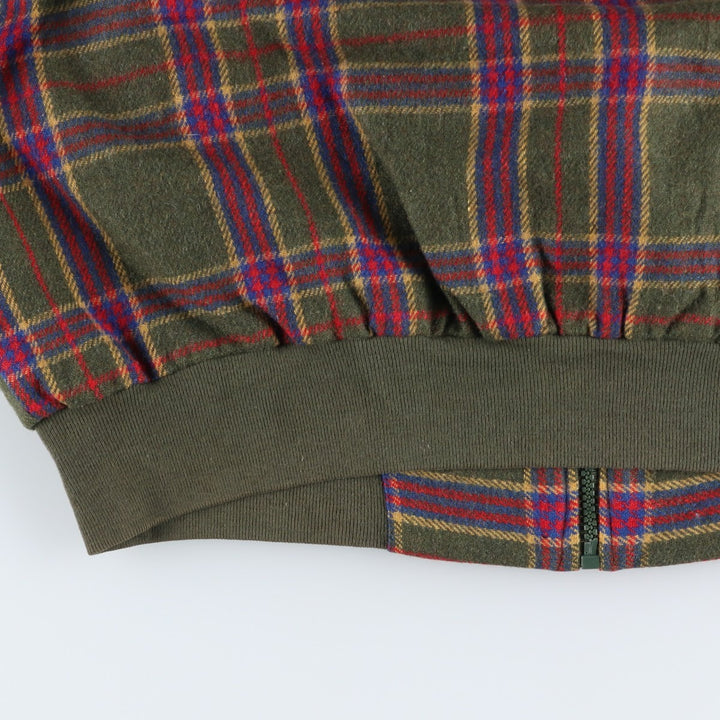 ADOLFO Check Pattern Wool Blouson, Men's Size Medium, Vintage wool Khaki type Vintage Second Hand